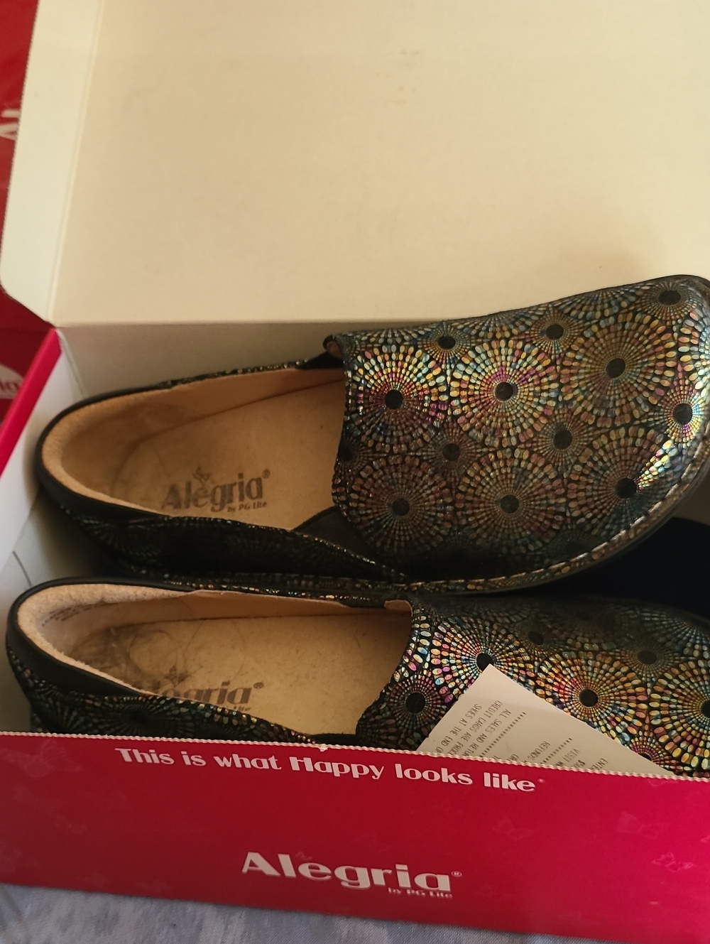 Alegria Women's Iridescent Black Mosaic Slip-On Loafers